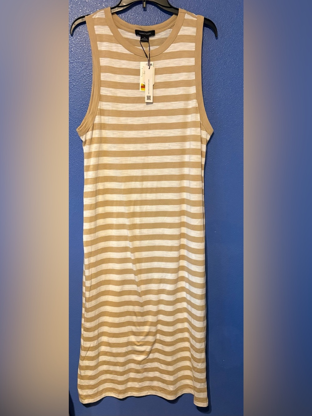 Sanctuary Striped Sleeveless Dress in Cream and Tan